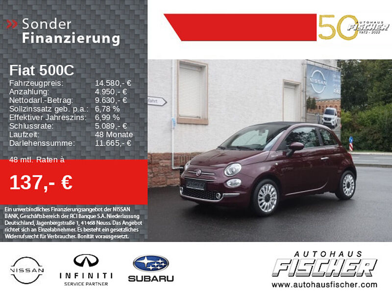 Fiat 500C 1.0 DolceVita PDC KlimaTeilleder Tempomat